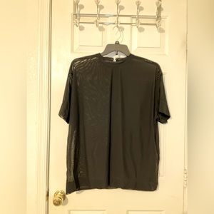 EUC. Athleta See Through Short-Sleeved Top. Color: Black. Size: M.